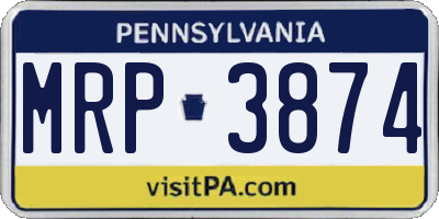 PA license plate MRP3874
