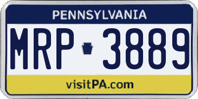 PA license plate MRP3889