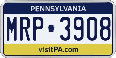 PA license plate MRP3908