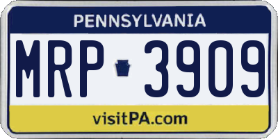 PA license plate MRP3909