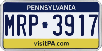 PA license plate MRP3917