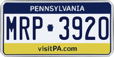 PA license plate MRP3920