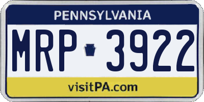 PA license plate MRP3922