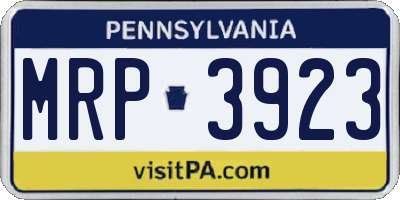 PA license plate MRP3923