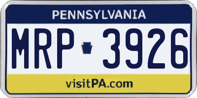 PA license plate MRP3926