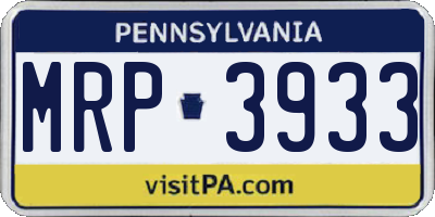 PA license plate MRP3933