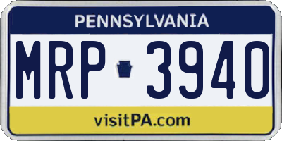 PA license plate MRP3940