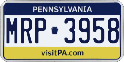 PA license plate MRP3958