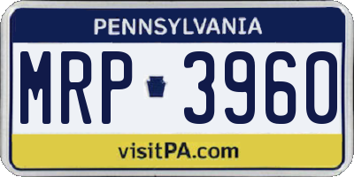 PA license plate MRP3960