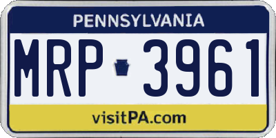 PA license plate MRP3961