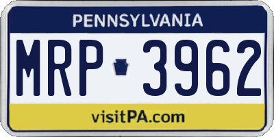 PA license plate MRP3962