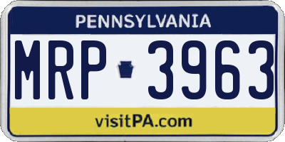 PA license plate MRP3963