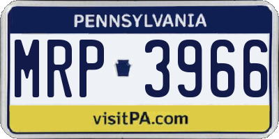 PA license plate MRP3966