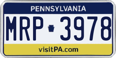PA license plate MRP3978