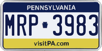 PA license plate MRP3983