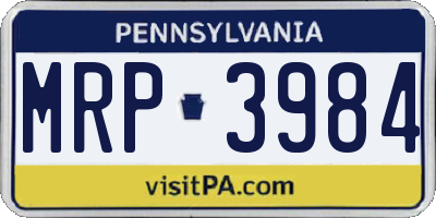PA license plate MRP3984