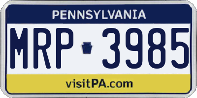 PA license plate MRP3985