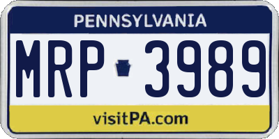 PA license plate MRP3989