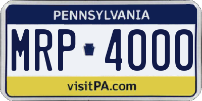 PA license plate MRP4000