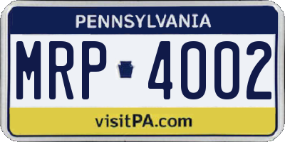 PA license plate MRP4002