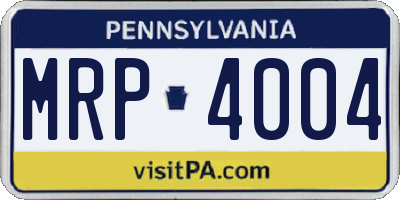 PA license plate MRP4004
