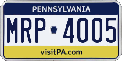 PA license plate MRP4005