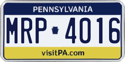 PA license plate MRP4016