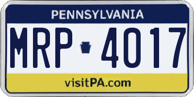 PA license plate MRP4017