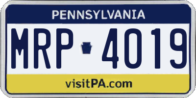 PA license plate MRP4019