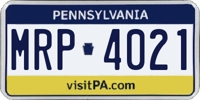 PA license plate MRP4021