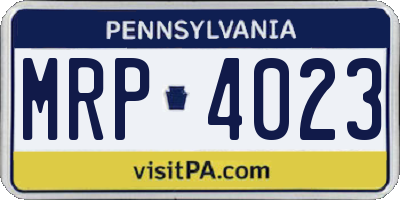 PA license plate MRP4023