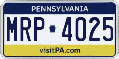 PA license plate MRP4025