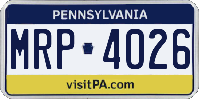 PA license plate MRP4026
