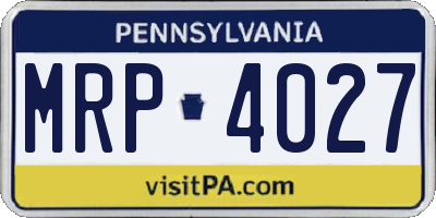 PA license plate MRP4027
