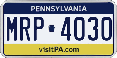 PA license plate MRP4030