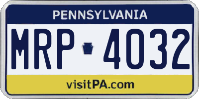 PA license plate MRP4032