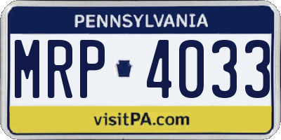 PA license plate MRP4033