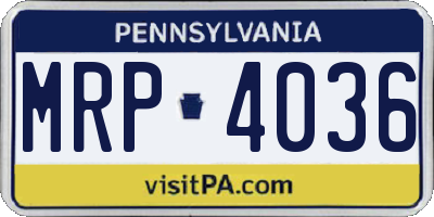 PA license plate MRP4036