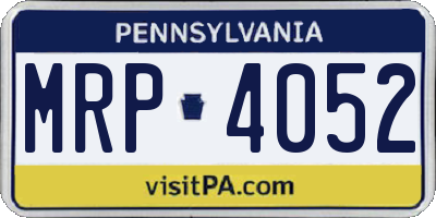 PA license plate MRP4052