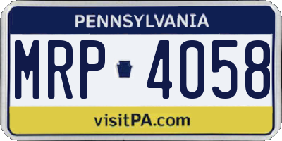 PA license plate MRP4058