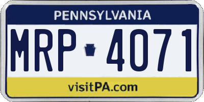 PA license plate MRP4071