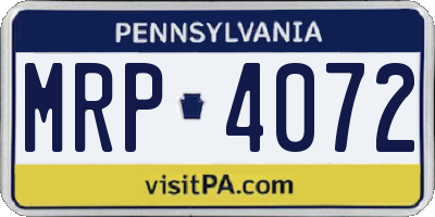 PA license plate MRP4072