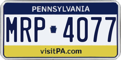 PA license plate MRP4077