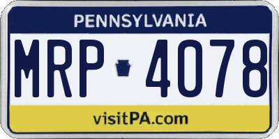PA license plate MRP4078