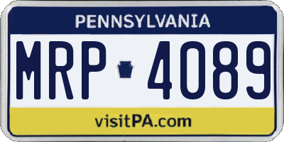 PA license plate MRP4089