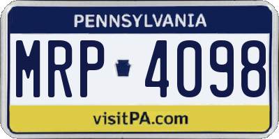 PA license plate MRP4098