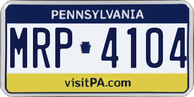 PA license plate MRP4104