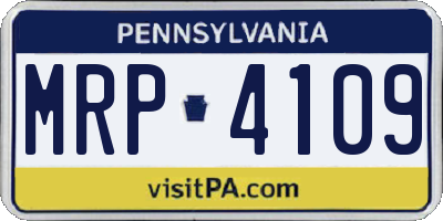 PA license plate MRP4109