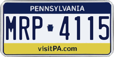 PA license plate MRP4115