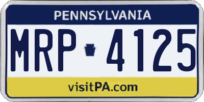 PA license plate MRP4125